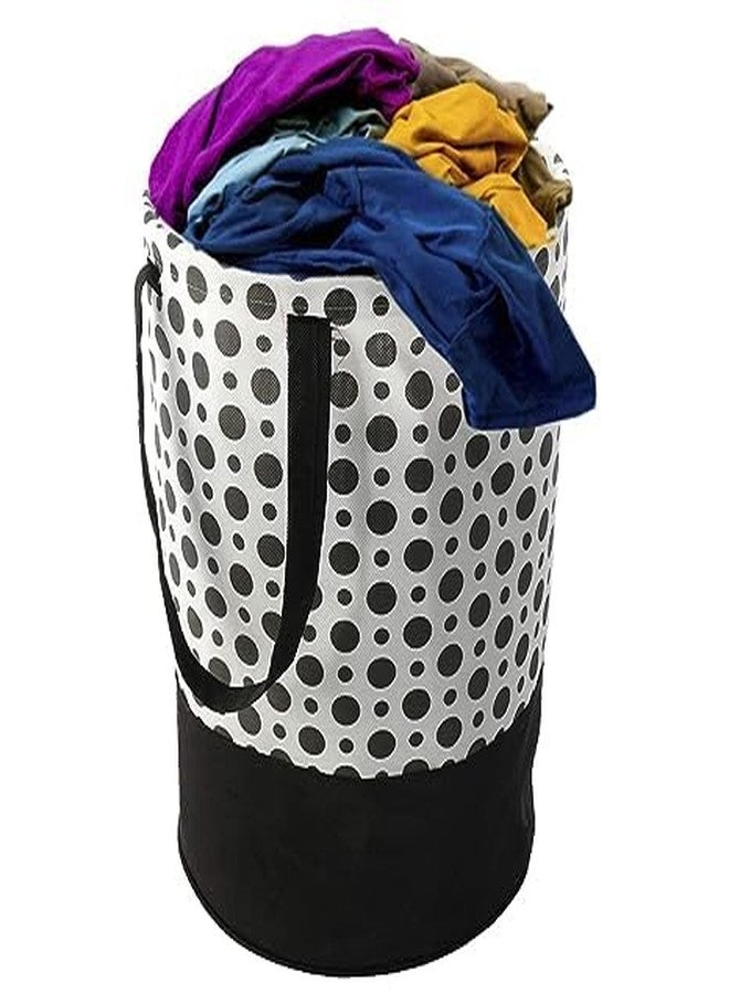 Agroha Printed Waterproof Canvas Laundry Bag, Toy Storage, Laundry Basket Organizer 45L bags (Pack of 2, Black Pulka dot) - Image 3