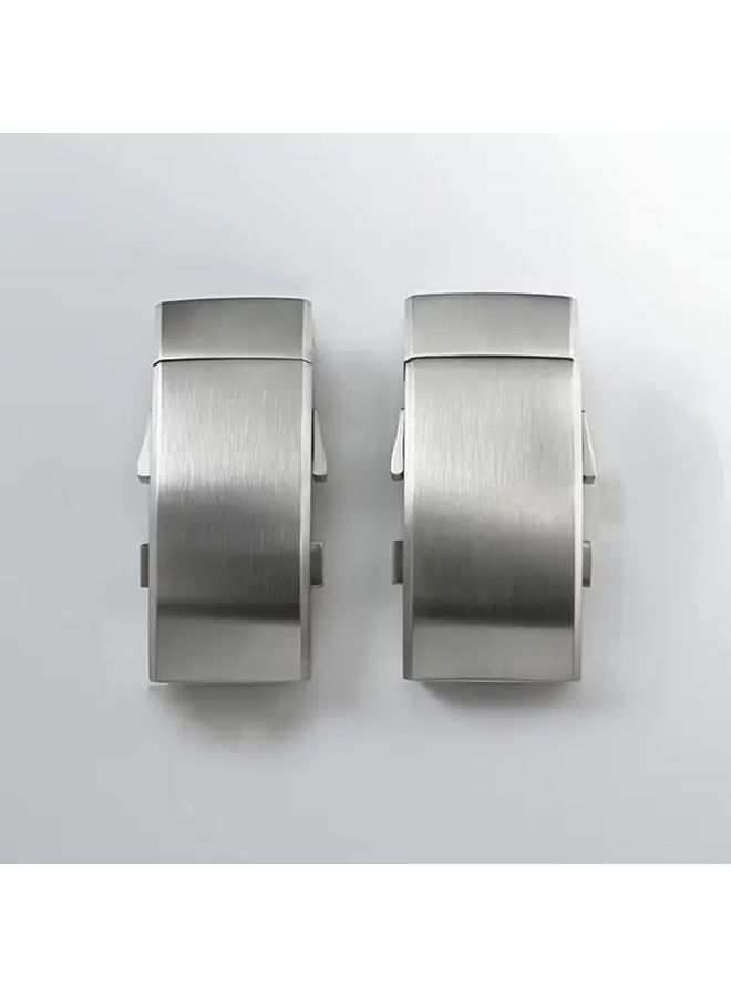 Stainless Steel Double Press Tortoise Back Retractable Watch Buckle For Smartwatch Light Gray 4 - Image 1