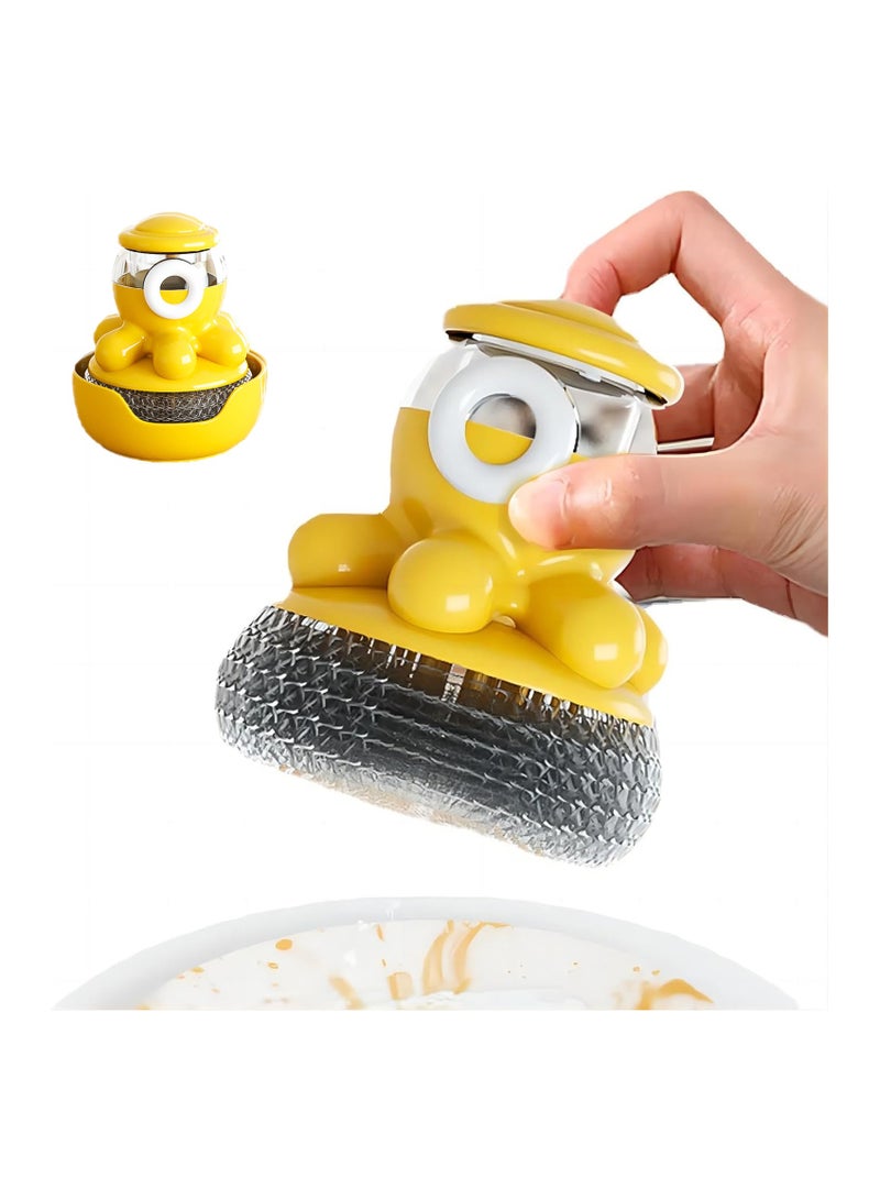 SOLARAE 2pcs Dish Brush with Soap Dispenser Wall Mount, Steel Wool Scrubber Pads Brush for Dishes, Stainless Steel Scrubber Dish Scrubber Brush, Dish Cleaning Brush Soap Dispensing Brush - Image 1