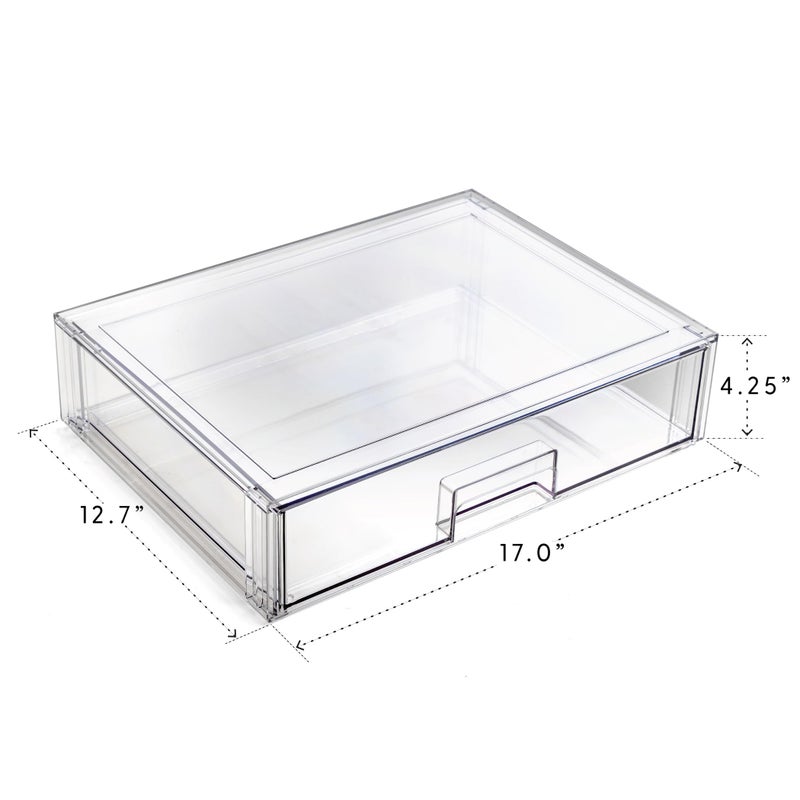 BINO | Stackable Storage Drawers, Shallow X-Large - Clear | THE CRATE COLLECTION | Storage Bins With Drawers Bathroom Organizers and Storage Organization and Storage Under Sink Organizer Vanity Home - Image 3