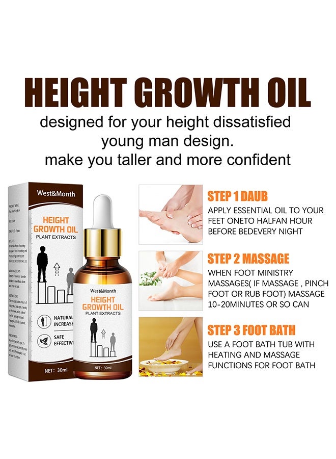 West&Month Height Growth Oil Plant Extracts - Height Increaser Oil, Bone Growth, Height Increase and Rapid Growth, Foot Stimulation Massage Health Care Product to Increase Height for Teens 30ML - Image 3