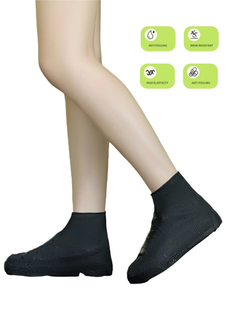 Waterproof Shoe Covers Upgraded,Rain Shoe Covers Reusable Silicone Non Slip Shoe Covers for Outdoor,Rain Shoe Covers for Women and Men,4 PCS Black(for 32-40) - Image 1