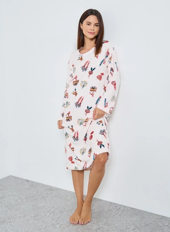 ستايلي قميص نوم فليس بنقشة