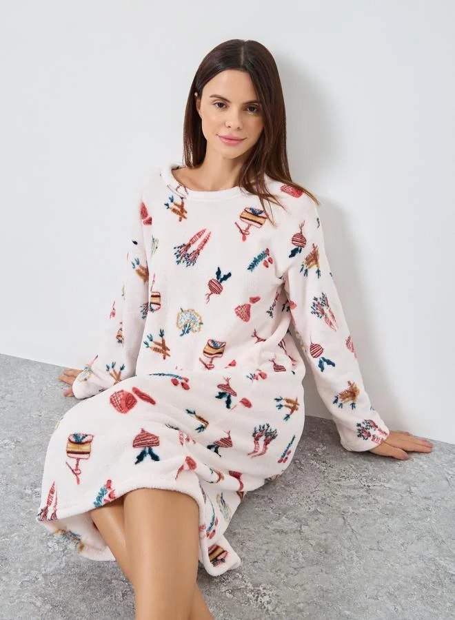 ستايلي قميص نوم فليس بنقشة