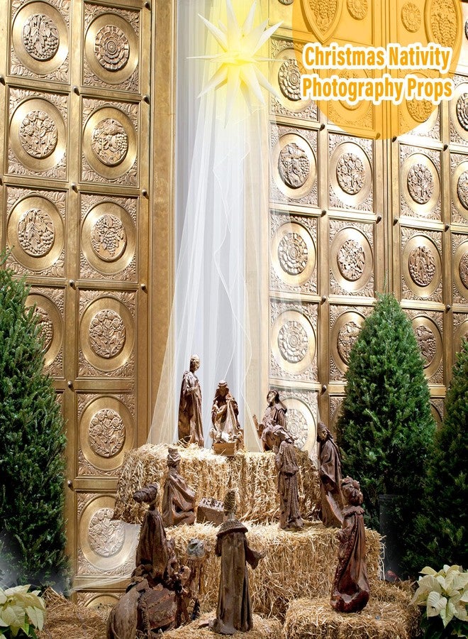 Threlaco مجموعة ثريلاكو المكونة من 3 قطع لمشهد الميلاد مع قماش ستائر بمقاس 1.6 × 9 أمتار، ديكور للكنيسة وأضواء نجمة بيت لحم الكلاسيكية - زينة دينية لحفلات عيد الميلاد ورأس السنة الجديدة - Image 4