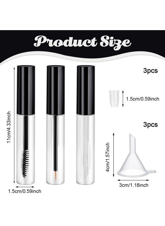 Beauenty 3-Piece Empty Mascara Eyeliner and Gloss Tubes Black Eyelash Cream Container Bottle with Funnels Transfer Pipettes for Lip Gloss Eyebrow Serum Eyelash Castor Oil  - Image 2