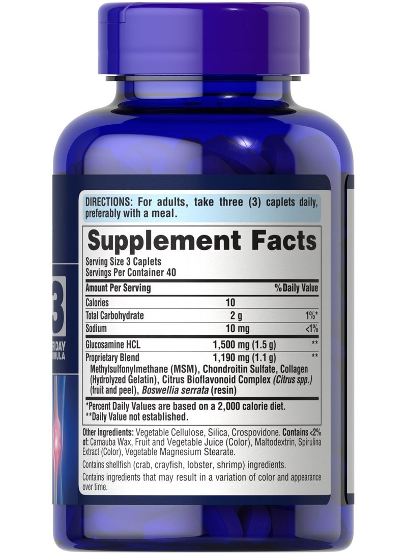 Puritan's Pride Glucosamine, Chondroitin & MSM-3 Per Day Formula 120 caplets - Image 2