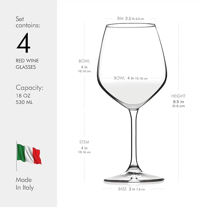 NeWine Enhance Your Wine Experience Italian Red Wine Glasses Set of 418 Ounce Lead Free Shatter Resistant Clear Glass - Image 2