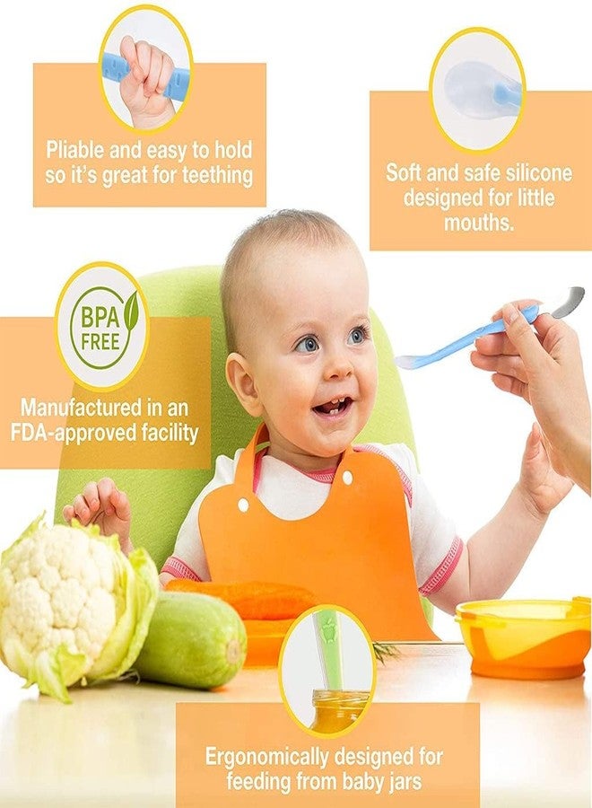 CUTEABLY ملعقة أطفال مزدوجة الرأس من كيوتيبلي، ملعقة سيليكون ناعمة لكشط الفاكهة والطين، ملاعق تغذية، 15 سم (أزرق) - Image 5