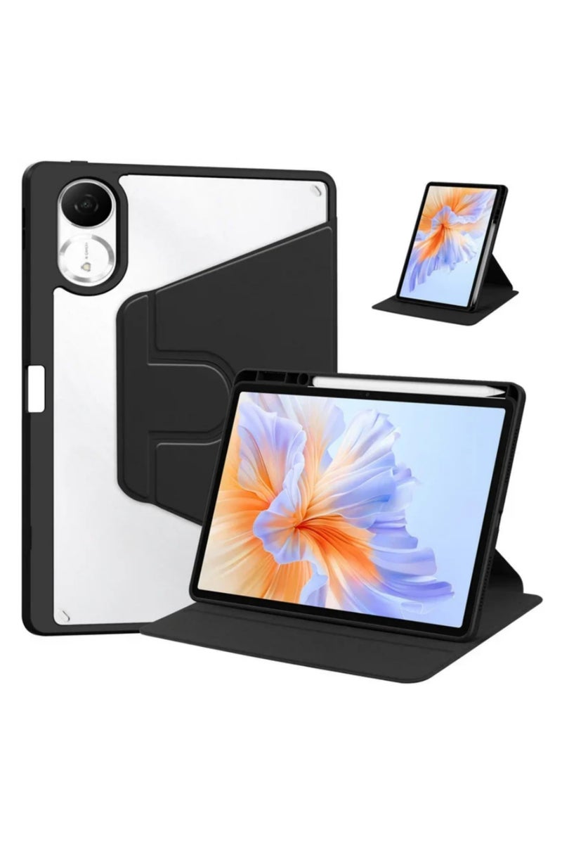 360 Degree Rotation Case for Redmi Pad 2 with Pen Holder Compatible with Xiaomi Redmi Pad 2 11 Inch 2025 Model Horizontal and Vertical Stand Cover Black - Image 1