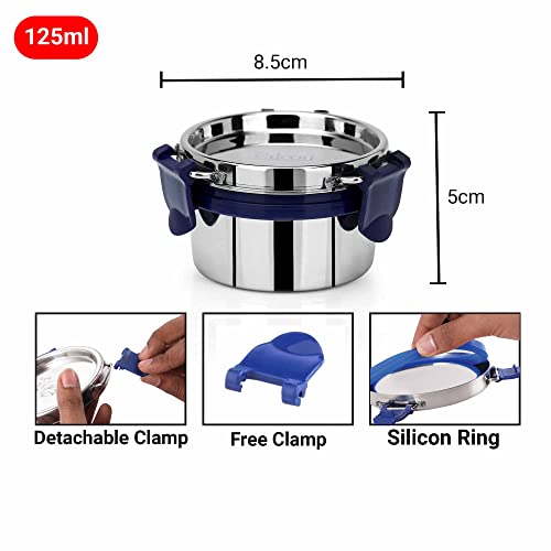 PDDFALCON EcoNxt Stainless Steel Lunch Box Set, Airtight Lids, Easy to Clean,100% Leakproof With BIS Certified, Jindal Seal & Made In India Perfect for Office, School 2-Piece Set (125ml+300ml) - Image 4