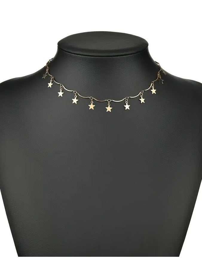هوم كليرانس سايل 1pc نمط أنيق نجمة قلادة ديكور منحني يدويًا قلادة سبائك ترقوة سلسلة مناسبة للنساء هدية حفلة الركاب اليومية - Image 4