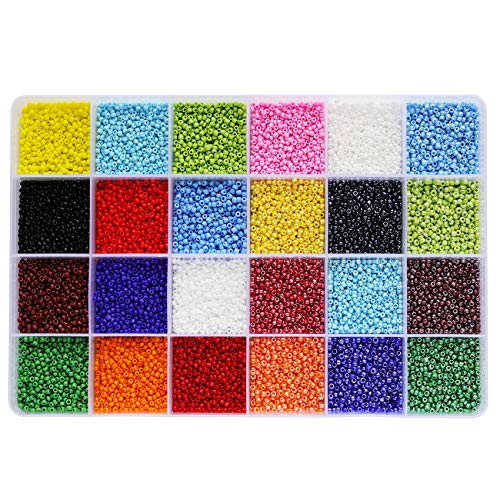 Bala&Fillic Size 2mm 12/0 Glass Seed Beads About 20000pcs in Box 24 Multicolor Assortment Opaque Colors Small Seed Beads for for Jewelry Making (850pcs/Color, 24 Colors) - Image 1