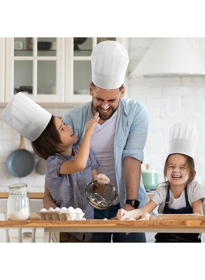 Chef Hats 2 Pack White  Kitchen Hat Unisex for Kids Adults, Disposable Bakery Cooking Hat Suitable for Home School Pizza Parties, Easy-Fit Chef Caps for Baking and CookoutsV - Image 2