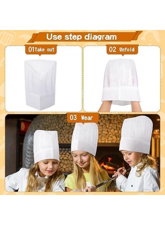 Chef Hats 2 Pack White  Kitchen Hat Unisex for Kids Adults, Disposable Bakery Cooking Hat Suitable for Home School Pizza Parties, Easy-Fit Chef Caps for Baking and CookoutsV - Image 4
