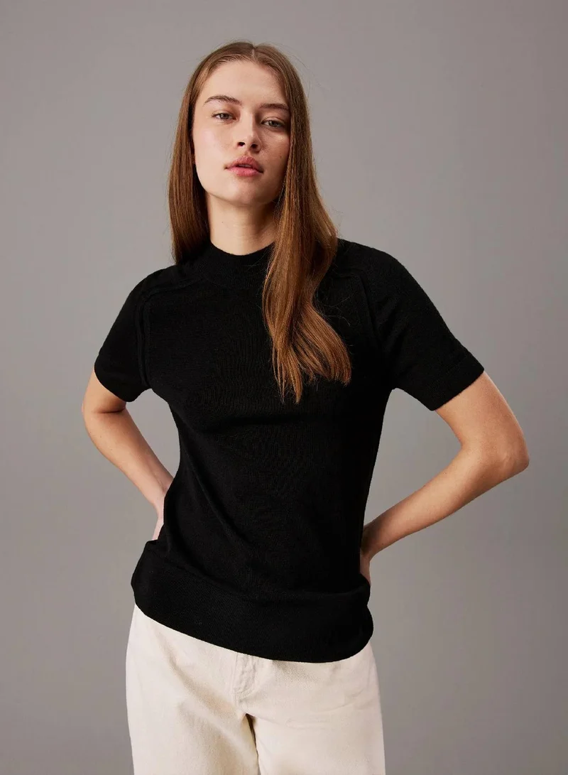 Slim Merino Mock Neck Jumper