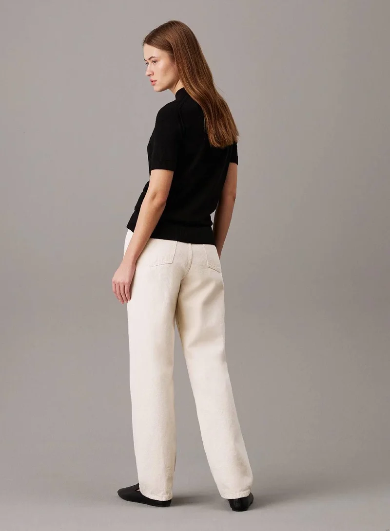 Calvin Klein Ck Black Slim Merino Mock Neck Jumper for Women | Best Price UAE