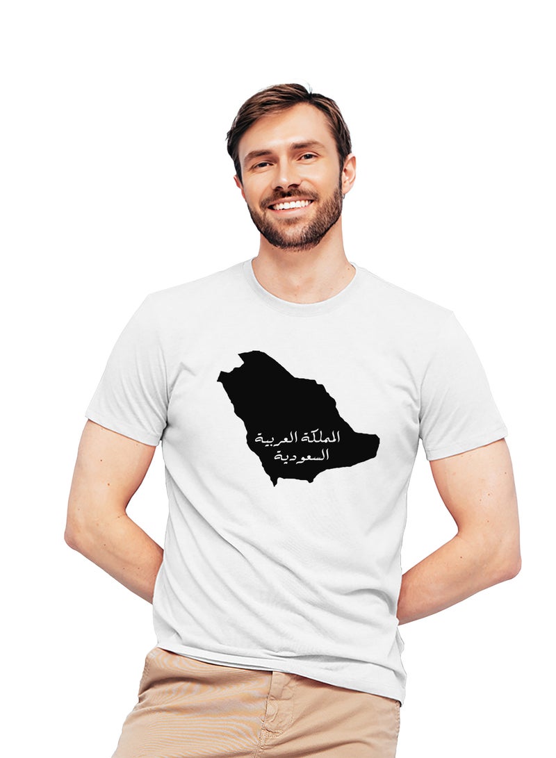 Fashion World Cotton T-shirt Printed with High-quality Saudi Arabia map - Image 1