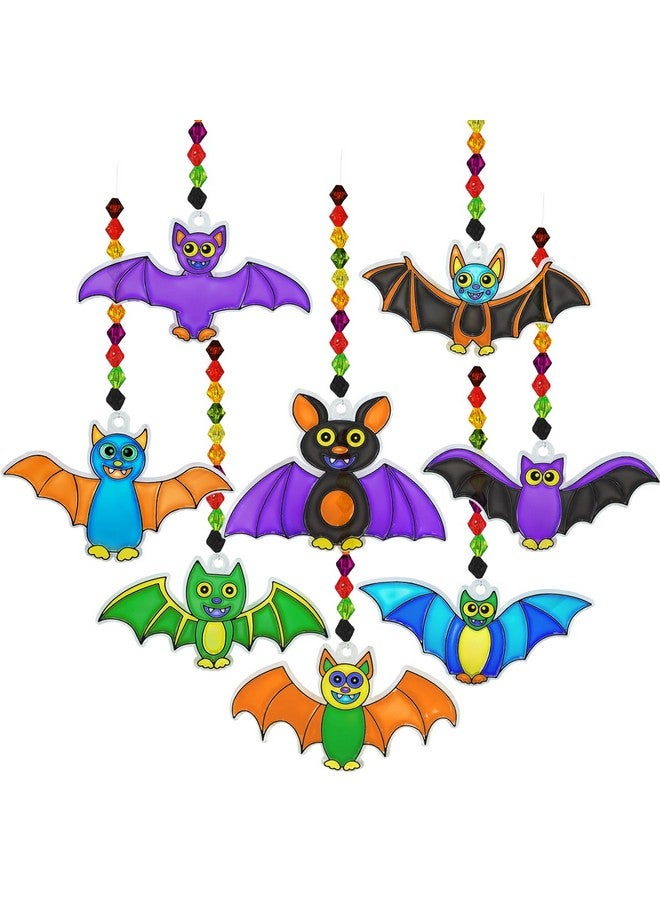 Winlyn 24 Sets Halloween Bat Suncatcher Ornaments DIY Window Paint Art Craft Kits for Kids Classroom Activities Fall Party Art Projects - Image 4