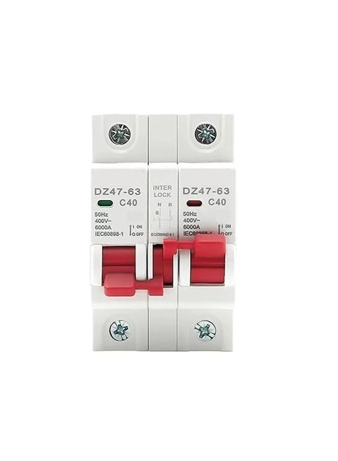 Manual Transfer Switch 2P 2P 32A AC Dual Power Interlock Circuit Breaker MCB - Image 1