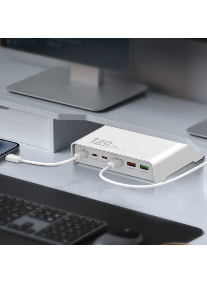 REBENUO 120w Desktop Charging USB hub 3 Port USB C 3 Port USB A Charging Station Fast Desktop Charging For iPhone Tablet Macbook Laptop - Image 2