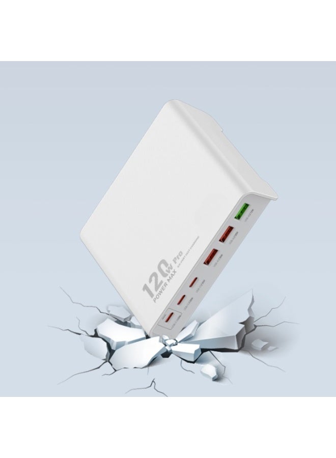 REBENUO 120w Desktop Charging USB hub 3 Port USB C 3 Port USB A Charging Station Fast Desktop Charging For iPhone Tablet Macbook Laptop - Image 4