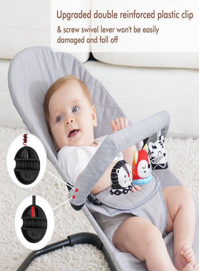 iGRATENS Baby Bjorn Bouncer Toy Bar, 3pcs Reversible Animal Plushie 3-Inch Two-Sided Flip Plush Toy in Black and White & Colorful Design, Dual-view Effect, Easy to Attach & Remove, Soft & Fun for Baby - Image 3