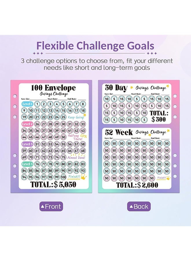 GD 100 Envelopes Money Saving Challenge Savings Challenges Book with Envelopes & Challenge Tracker - Money Saving Budget Binder with Pre numbered Pockets for Financial Organization (Purple) - Image 3