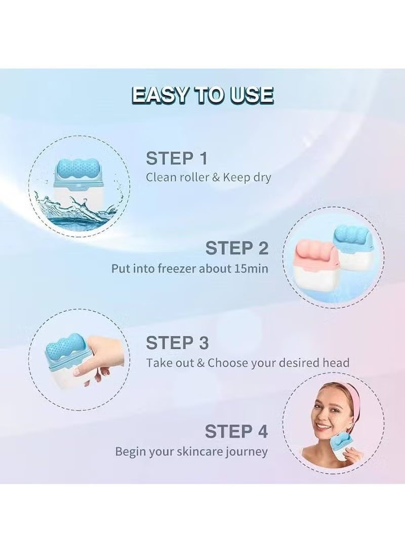 أداة ثلج 2 في 1 للعناية ببشرة الوجه، أداة تبريد البشرة الشخصية، أدوات علاجية، جهاز تدليك ثلج للوجه لعلاج انتفاخ العين والصداع النصفي وتخفيف آلام مفصل الفك الصدغي والإصابات الطفيفة (وردي) - Image 5