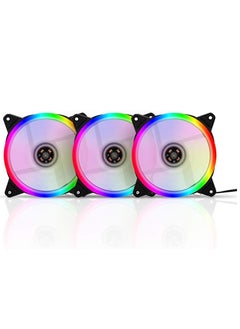 Generic Computer Radiator RGB Fan 12cm RGB Case Cooling Fan Case Cooler Mute Cooling Fan with Non-adjustable Colorful RGB Light 3 Fans  - Image 1