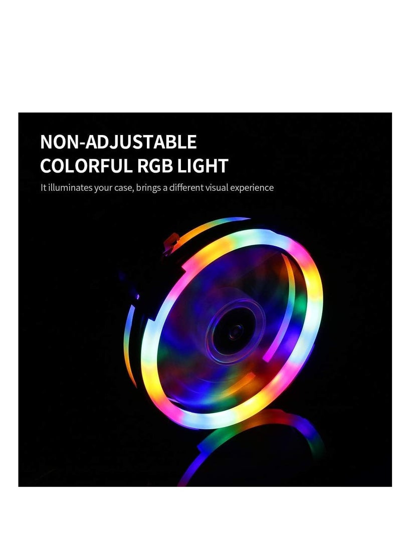 Generic Computer Radiator RGB Fan 12cm RGB Case Cooling Fan Case Cooler Mute Cooling Fan with Non-adjustable Colorful RGB Light 3 Fans  - Image 3