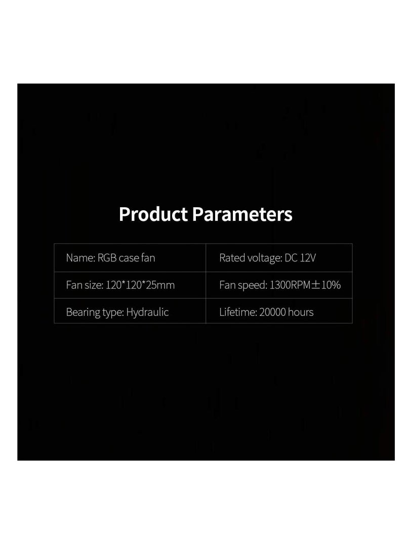 Generic Computer Radiator RGB Fan 12cm RGB Case Cooling Fan Case Cooler Mute Cooling Fan with Non-adjustable Colorful RGB Light 3 Fans  - Image 5