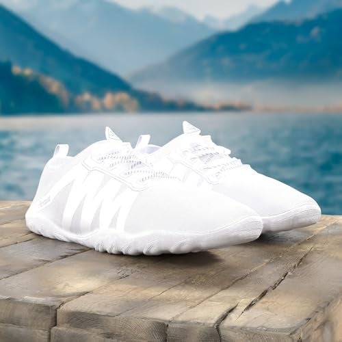 Racqua Womens Swim Water Shoes Quick Dry Barefoot Aqua Shoes Lightweight Beach Surf Diving Kayak Yoga Outdoor Sports White 10 W/9 M - Image 2