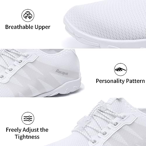 Racqua Womens Swim Water Shoes Quick Dry Barefoot Aqua Shoes Lightweight Beach Surf Diving Kayak Yoga Outdoor Sports White 10 W/9 M - Image 5