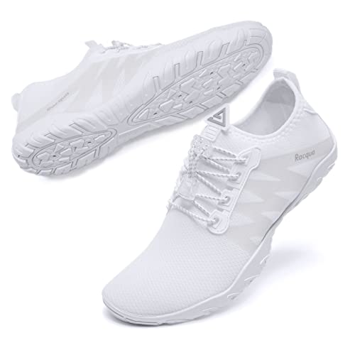 Racqua Womens Swim Water Shoes Quick Dry Barefoot Aqua Shoes Lightweight Beach Surf Diving Kayak Yoga Outdoor Sports White 10 W/9 M - Image 3