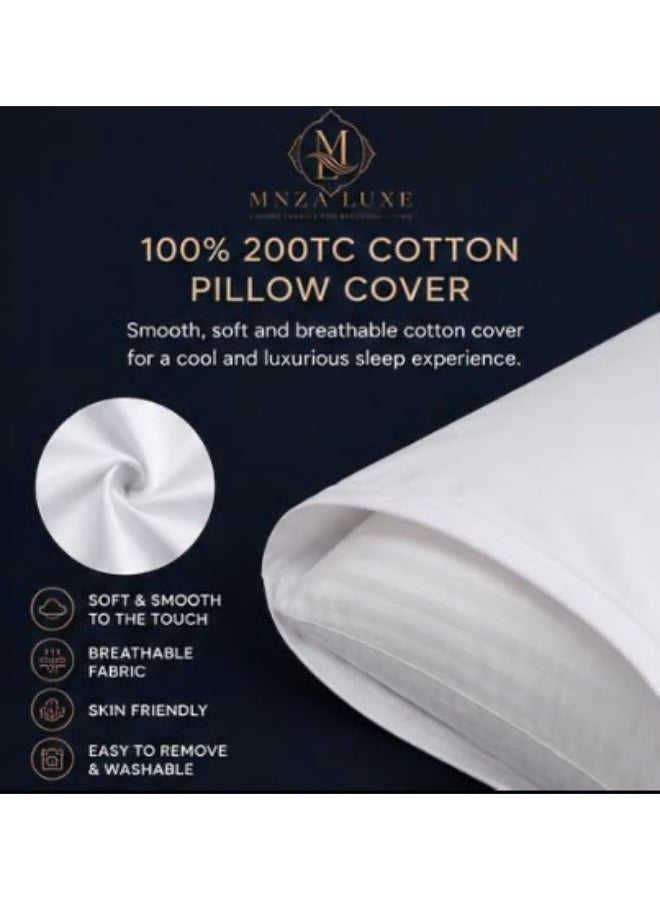 وسادة MNZA LUXE بريميوم 50 × 75 سم | حشوة بوليستر 100% بوزن 900 جم | غطاء وسادة من المايكروفايبر مع كيس وسادة قطني 100% بكثافة 200TC مرفق | جودة فندقية، ناعمة، قابلة للتهوية، مضادة للحساسية | أبيض - Image 3