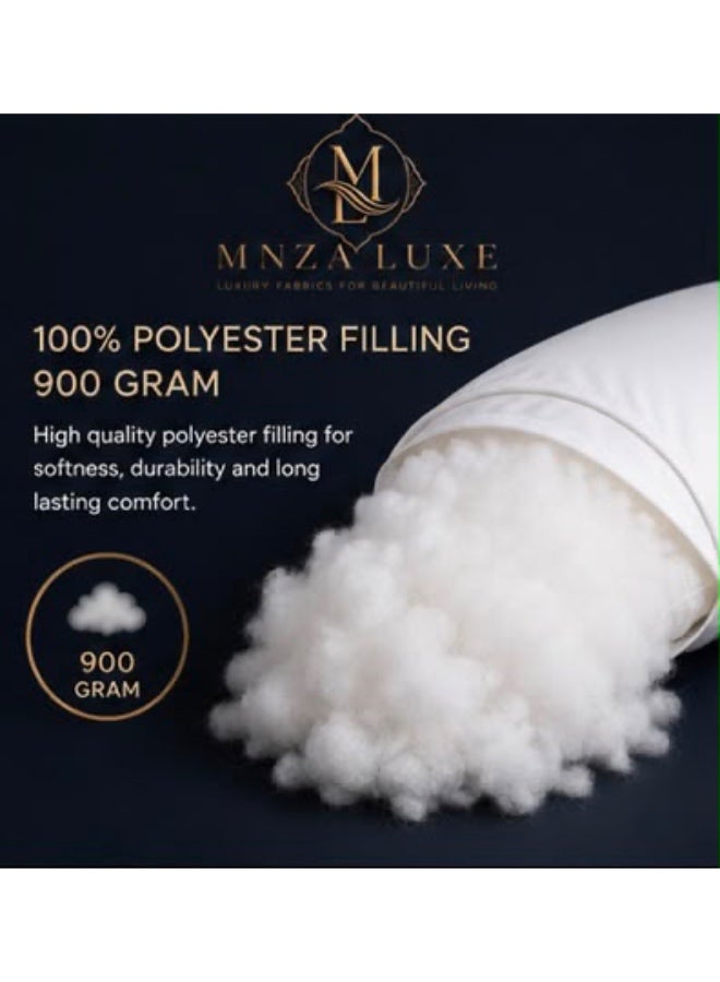 وسادة MNZA LUXE بريميوم 50 × 75 سم | حشوة بوليستر 100% بوزن 900 جم | غطاء وسادة من المايكروفايبر مع كيس وسادة قطني 100% بكثافة 200TC مرفق | جودة فندقية، ناعمة، قابلة للتهوية، مضادة للحساسية | أبيض - Image 5
