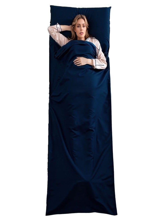 Wind Tour Sleeping Bag Liner Adult Sleep Sack Lightweight Portable Travel Sheets for Hotel Double Sleeping Bag Liners for Camping Backpacking Hotels (Dark blue-90 * 220cm) - Image 1