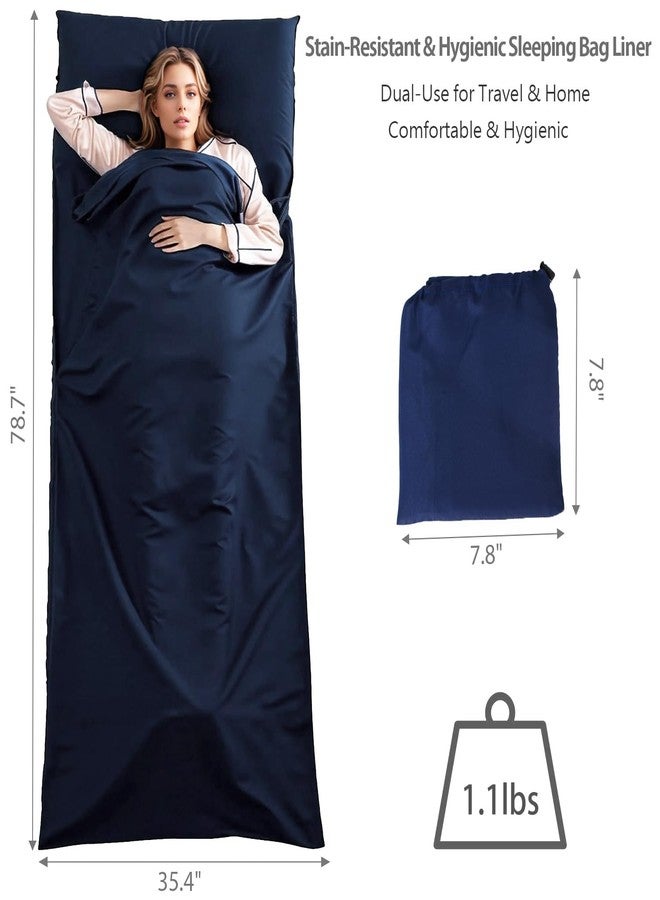 Wind Tour Sleeping Bag Liner Adult Sleep Sack Lightweight Portable Travel Sheets for Hotel Double Sleeping Bag Liners for Camping Backpacking Hotels (Dark blue-90 * 220cm) - Image 2