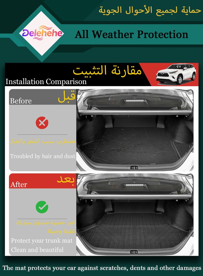 Delehehe Cargo Liner - Trunk Mat for Toyota Highlander 2020-2025 Accessories,Custom Fit Car Trunk Mat,All Weather Cargo Mat for Toyota Highlander Accessories,100% Protection TPE - Easy-to-Wash - Image 2