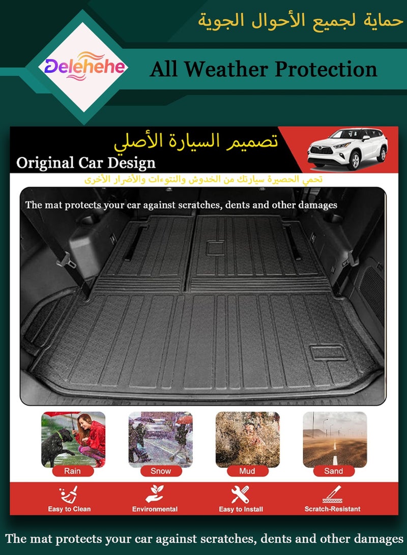 Delehehe Cargo Liner - Trunk Mat for Toyota Highlander 2020-2025 Accessories,Custom Fit Car Trunk Mat,All Weather Cargo Mat for Toyota Highlander Accessories,100% Protection TPE - Easy-to-Wash - Image 3