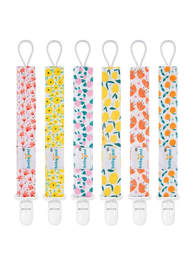 babygoal Floral Pacifier Clips, 6 Pack Binky Paci Holder Clips And Leash For Boys And Girls Fits For Most Pacifier, Binkie Styles & Baby Teethers & Toys And Gift 6Ps14 - Image 1