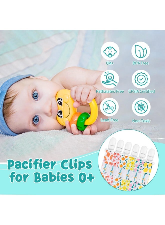 babygoal Floral Pacifier Clips, 6 Pack Binky Paci Holder Clips And Leash For Boys And Girls Fits For Most Pacifier, Binkie Styles & Baby Teethers & Toys And Gift 6Ps14 - Image 2