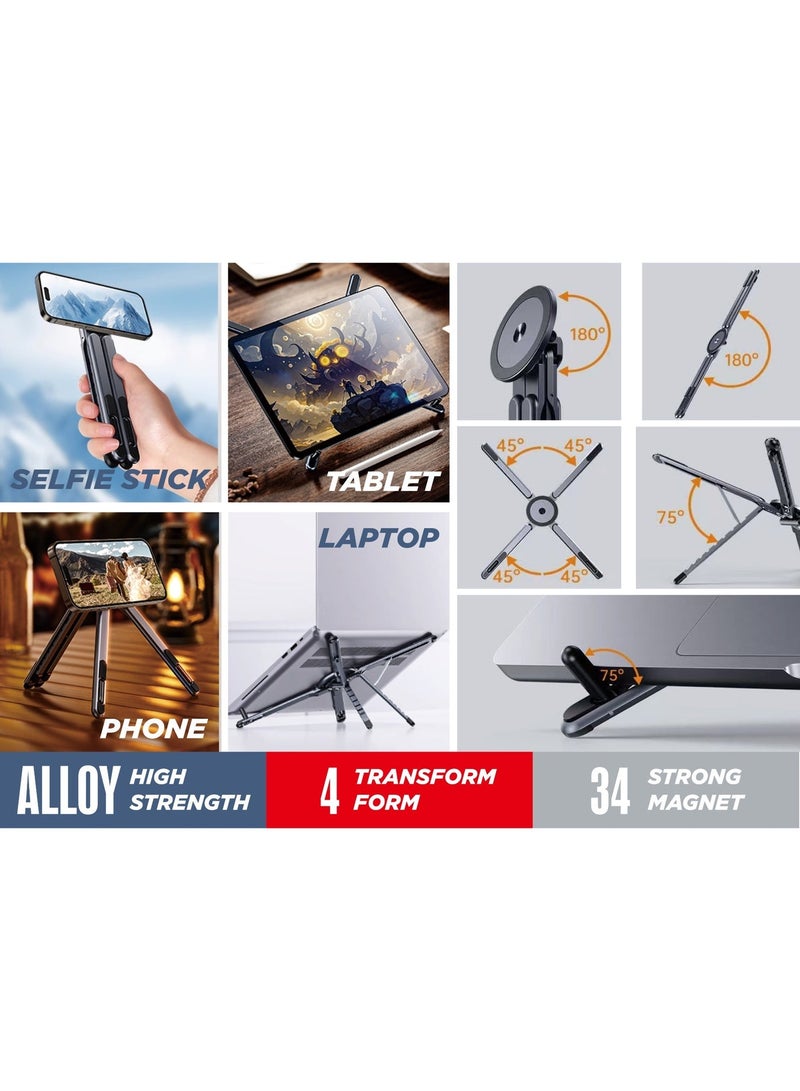 SP ISNUP 4-in-1 Magnetic Phone Stand Foldable, Adjustable 180° Multi-Angle Holder for Phone Tablet Laptop with Strong Magnets - Image 3