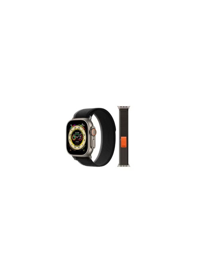 CATANES - Apple Watch Trail Band 49mm 45mm 44mm 42mm Nylon Woven Sport Strap for iWatch Series Ultra/8/7/SE/6/5/4/3/2/1 Black/Orange - Image 1