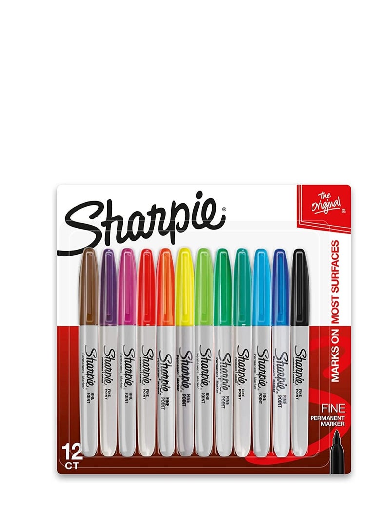 مجموعة أقلام ماركر دائمة 12 قطعة من شاربى متعددة الألوان