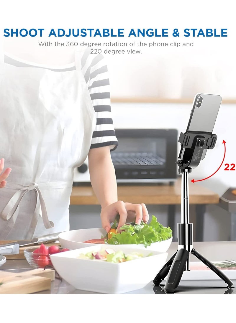 ELTRAZONE - Selfie Stick Tripod Bluetooth remote, Extendable 1m Telescopic Selfie Stick, Handheld Tripod, Wireless Remote compatible with iPhone 12/Xs/iPhone 8/iPhone 11/11pro, Galaxy S10/S9 Plus/S8/Note8 - Image 1