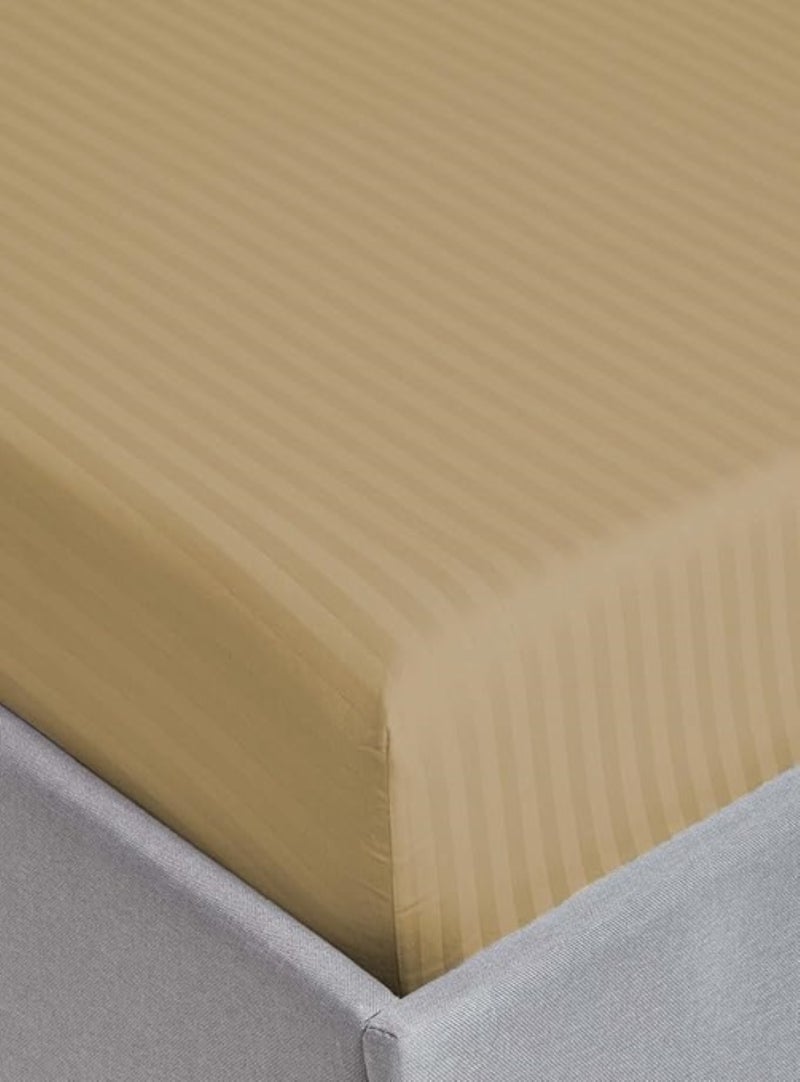 MAXQON Deep Fitted Bed Sheet with 2Pcs Pillow Covers, Queen (150x200+30CM), Color Beige - Image 3