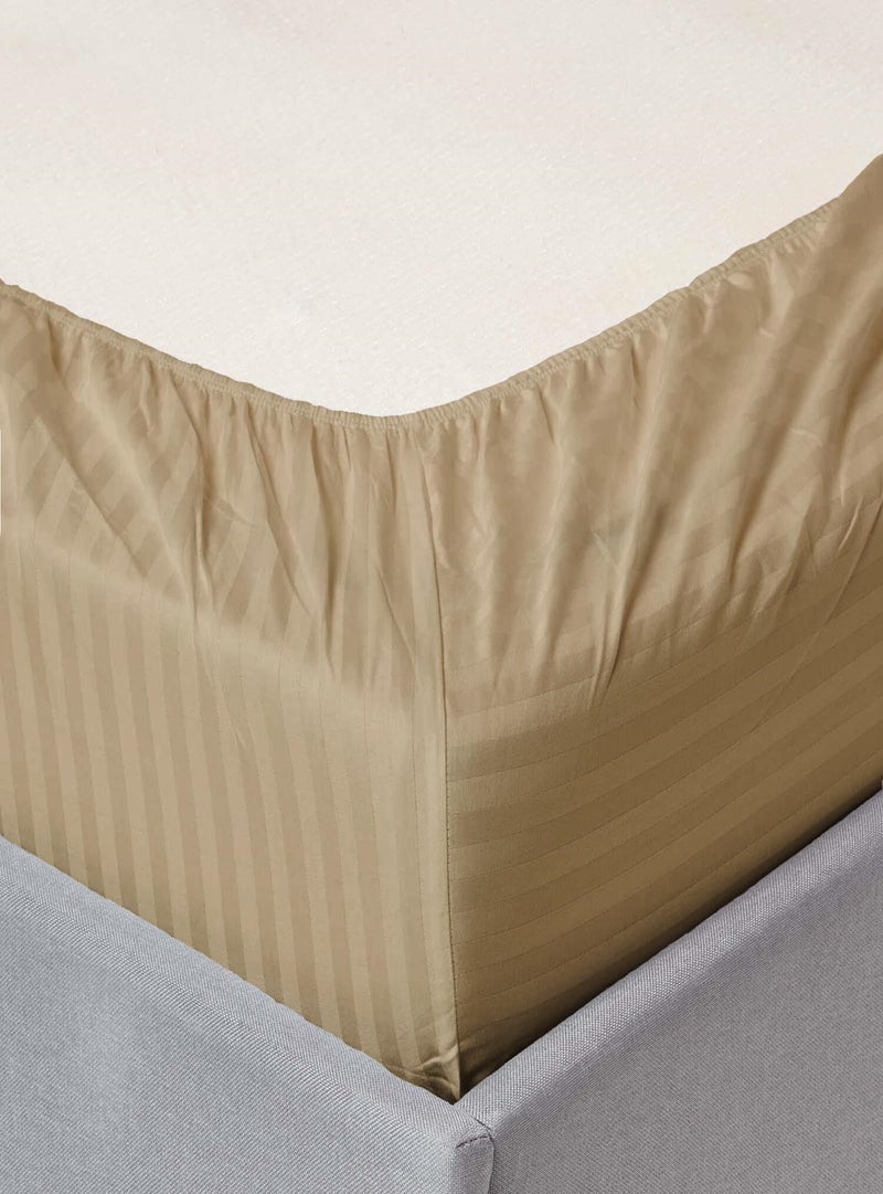 MAXQON Deep Fitted Bed Sheet with 2Pcs Pillow Covers, Queen (150x200+30CM), Color Beige - Image 2