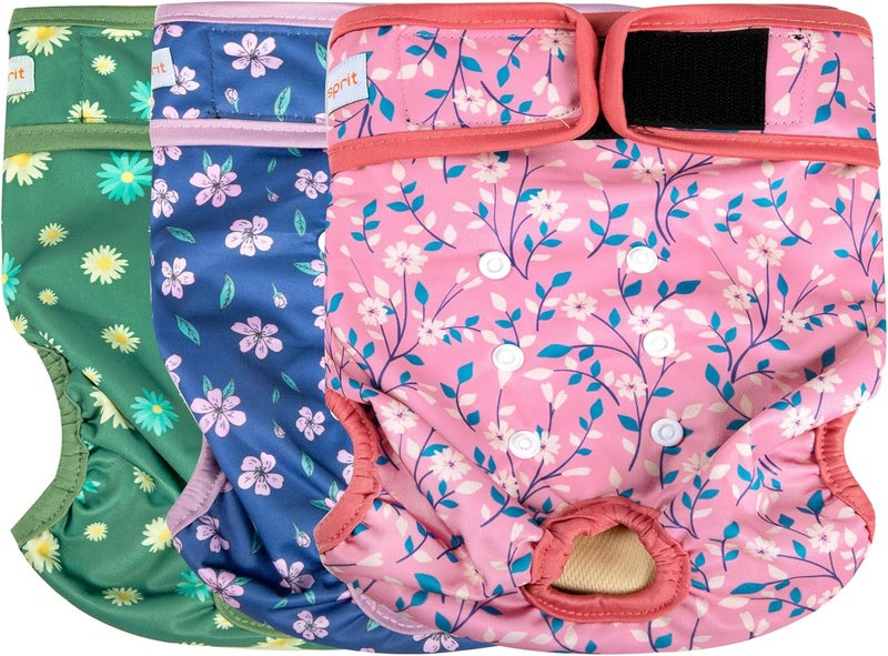 Langsprit Reusable Washable Diapers for Female Menstrual Period - Highly Absorbent Heated Pants for Dogs, Flower, 1 Litre - Image 1